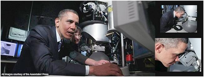 美国总统奥巴马用FEI的透射电镜看原子